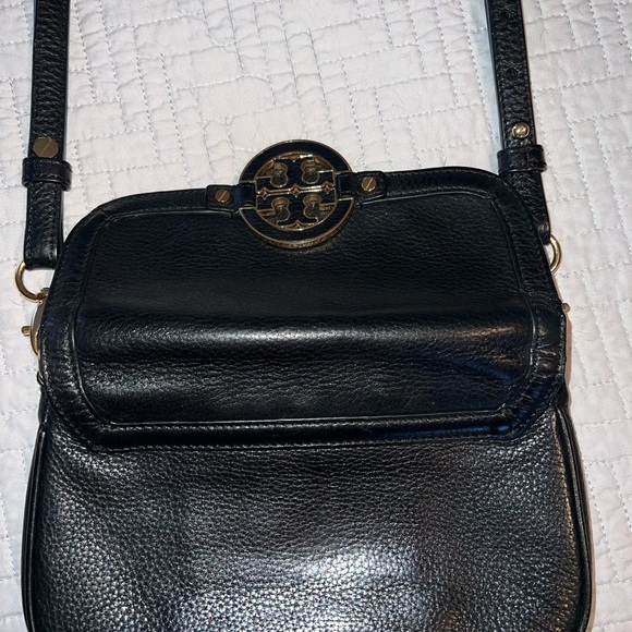 ❤️ Price Drop Tory Burch Amanda Black Leather Gold Tone Hardware Crossbody Bag - Picture 10 of 16